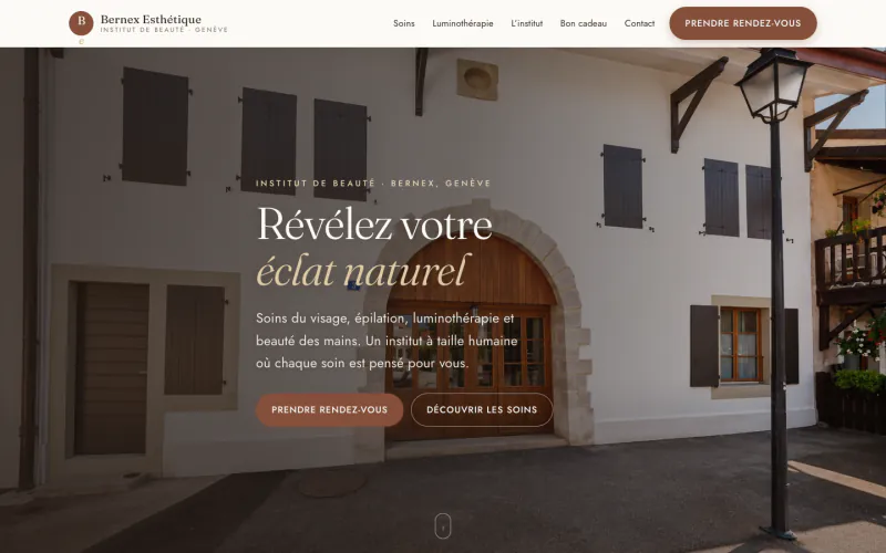 Site Bernex Esthétique (Institut de beauté, Bernex), créé par ancre.ch