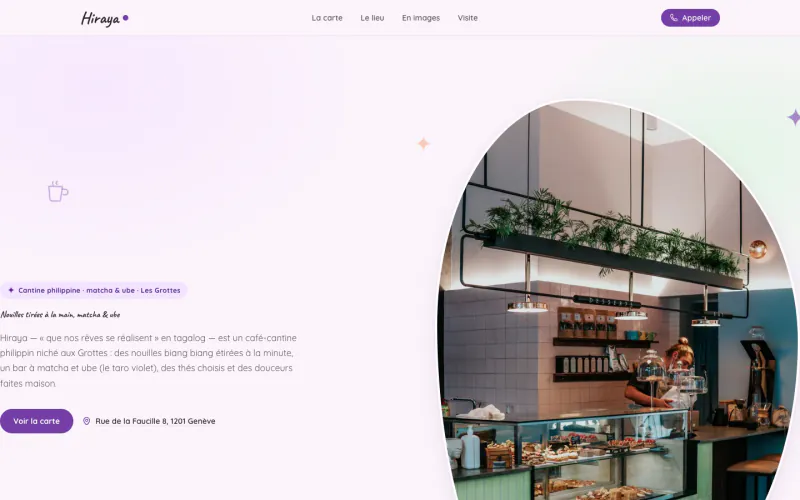 Site Hiraya Café (Café-cantine philippin, Les Grottes), créé par ancre.ch