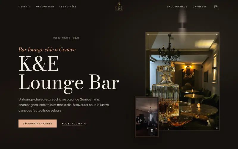 Site K&E Lounge Bar (Bar lounge, Pâquis), créé par ancre.ch