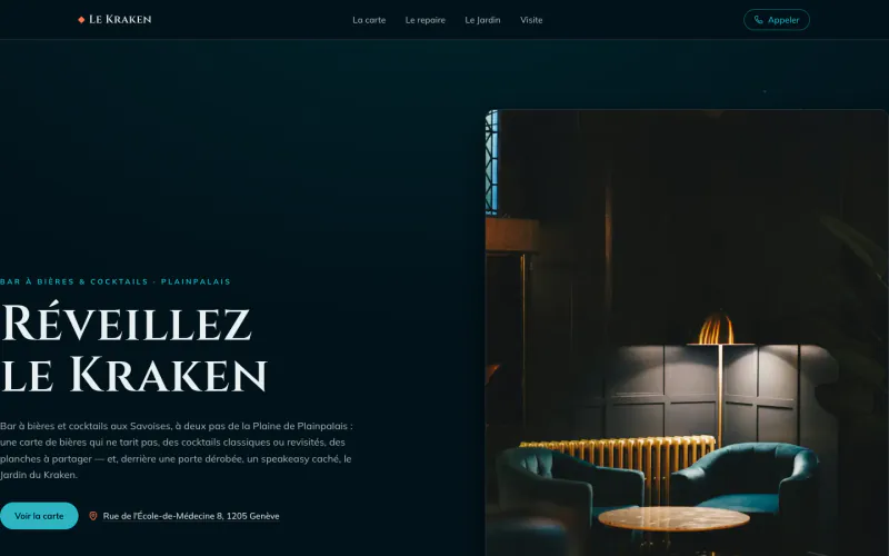 Site Le Kraken (Bar à bières, Plainpalais), créé par ancre.ch