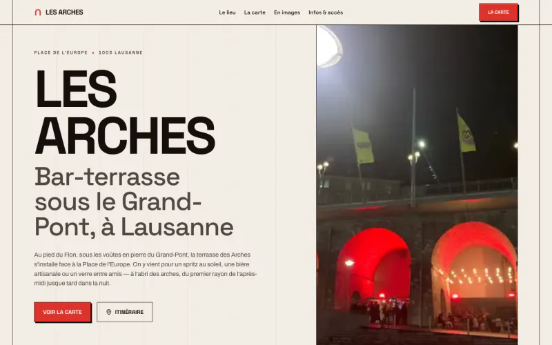 Site Les Arches (Bar-terrasse, Lausanne), créé par ancre.ch