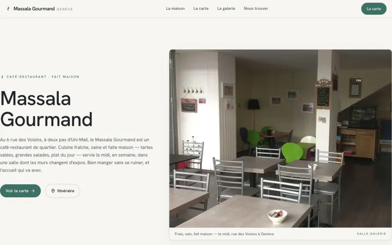 Site Massala Gourmand (Café-restaurant, Plainpalais), créé par ancre.ch