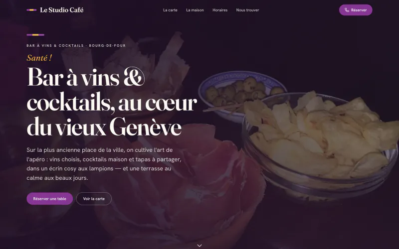 Site Le Studio Café (Bar à vins, Vieille-Ville), créé par ancre.ch