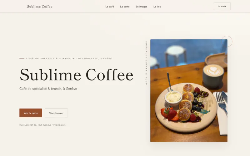 Site Sublime Coffee (Café de spécialité, Plainpalais), créé par ancre.ch