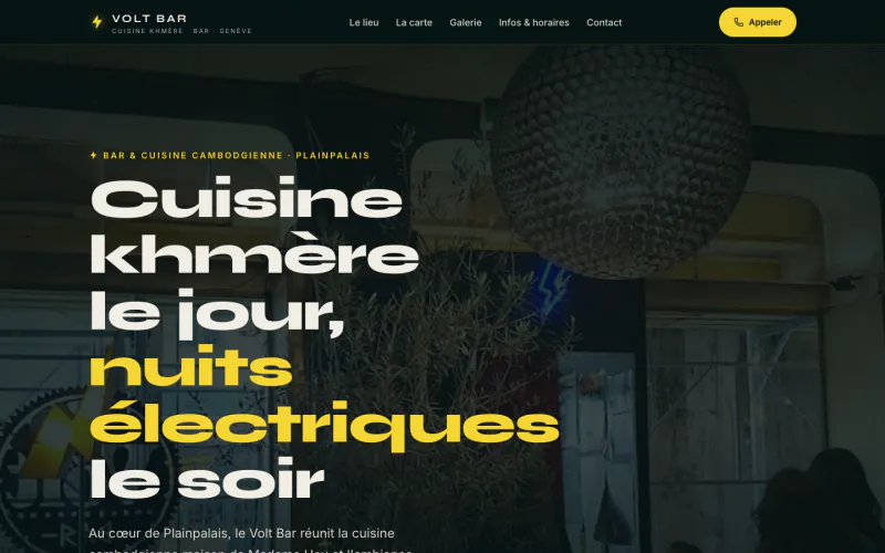 Site Volt Bar (Bar et cuisine khmère, Plainpalais), créé par ancre.ch